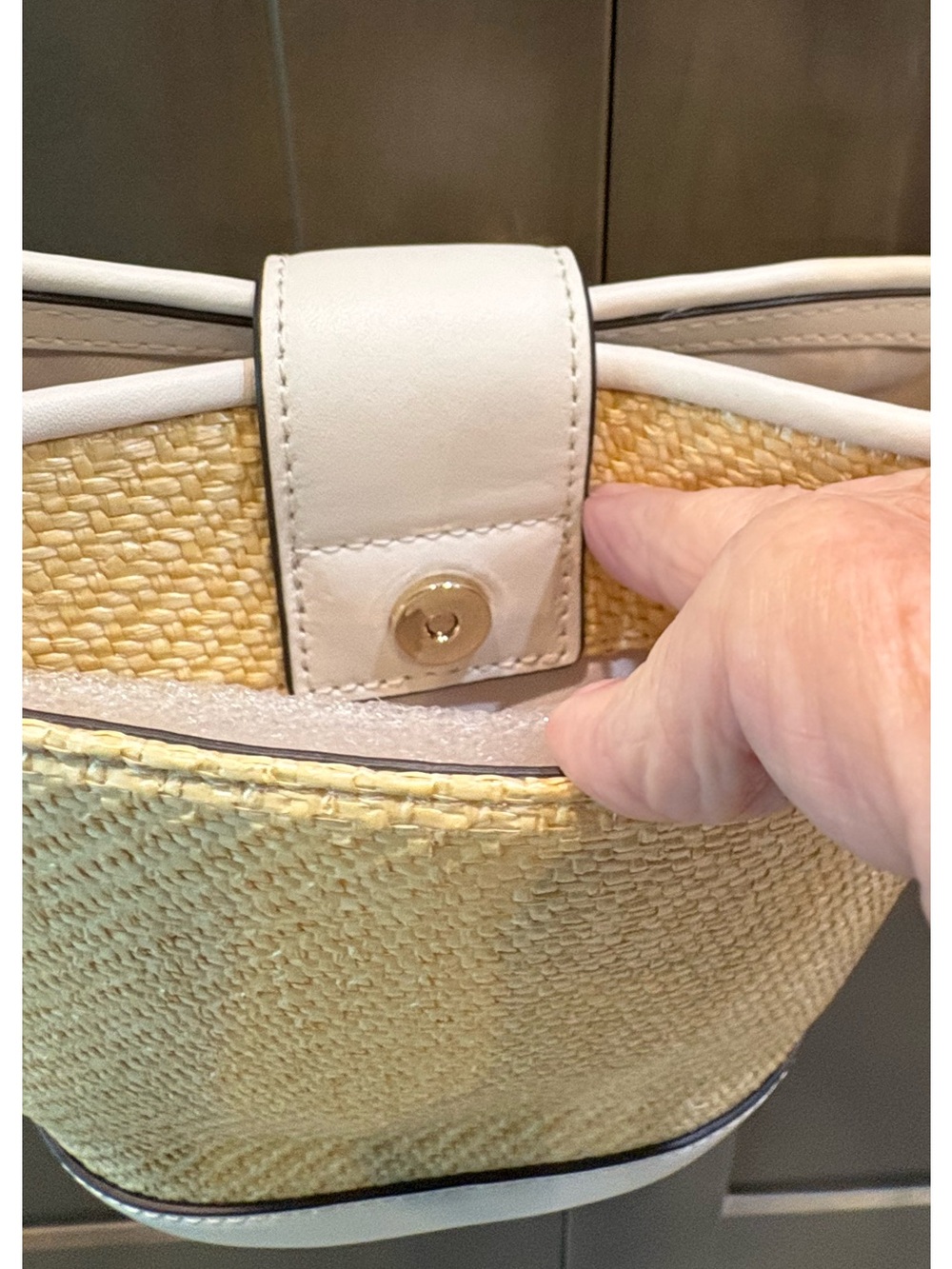 Kate Spade Audrey Mini Bucket Straw Crossbody Bag - Picture 11 of 16